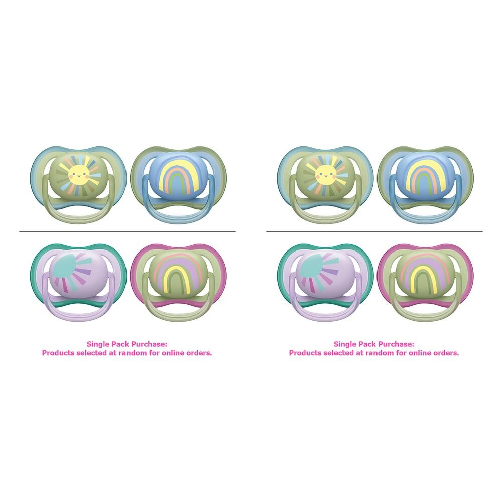 Philips Avent Ultra Air Soother Deco Mixed 0-6 Months 2 Pack Bundle of 2