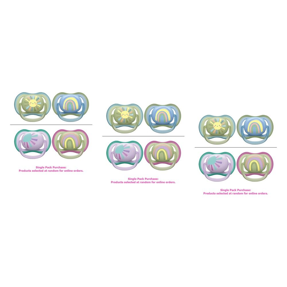 Philips Avent Ultra Air Soother Deco Mixed 0-6 Months 2 Pack Bundle of 3