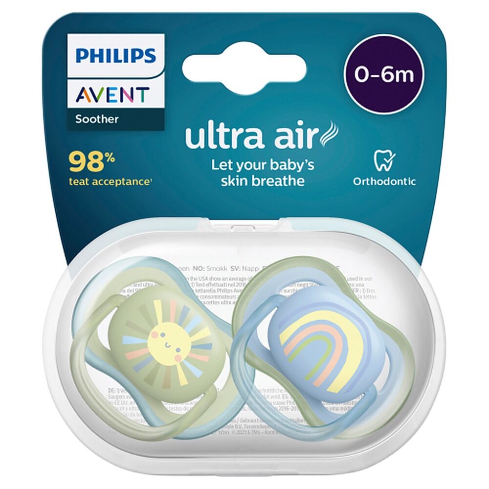 Philips Avent Ultra Air Soother Deco Mixed 0-6 Months 2 Pack