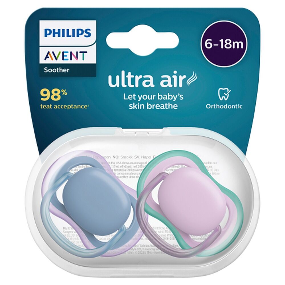 Philips Avent Ultra Air Soother Plain Mixed 6-18 Months 2 Pack
