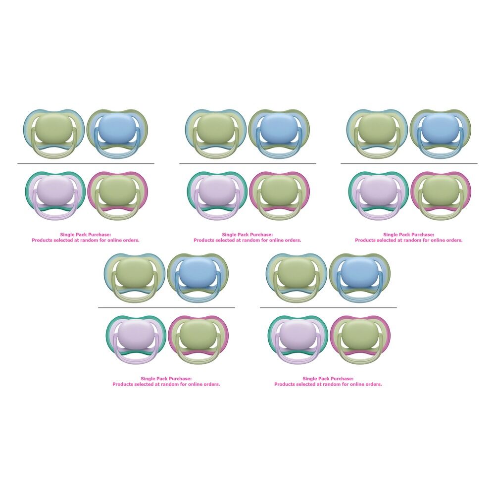 Philips Avent Ultra Air Soother Plain Mixed 0-6 Months 2 Pack Bundle of 5