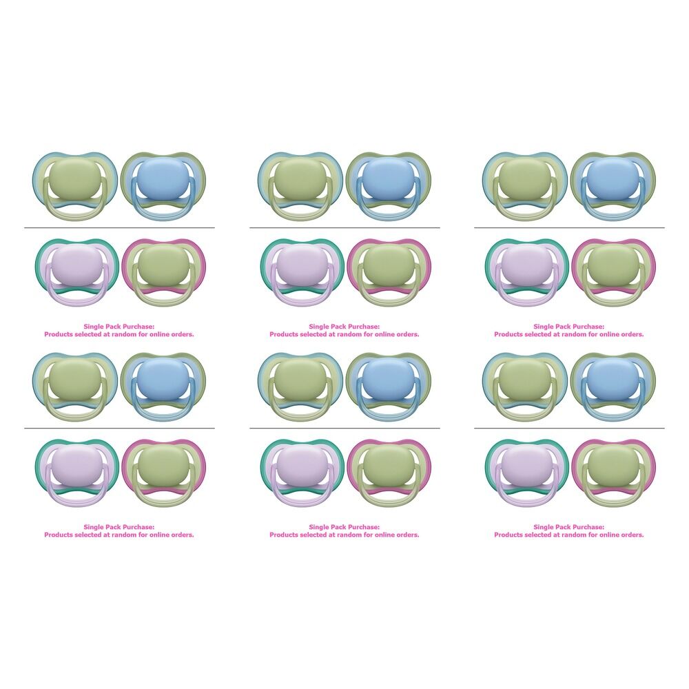 Philips Avent Ultra Air Soother Plain Mixed 0-6 Months 2 Pack Bundle of 6