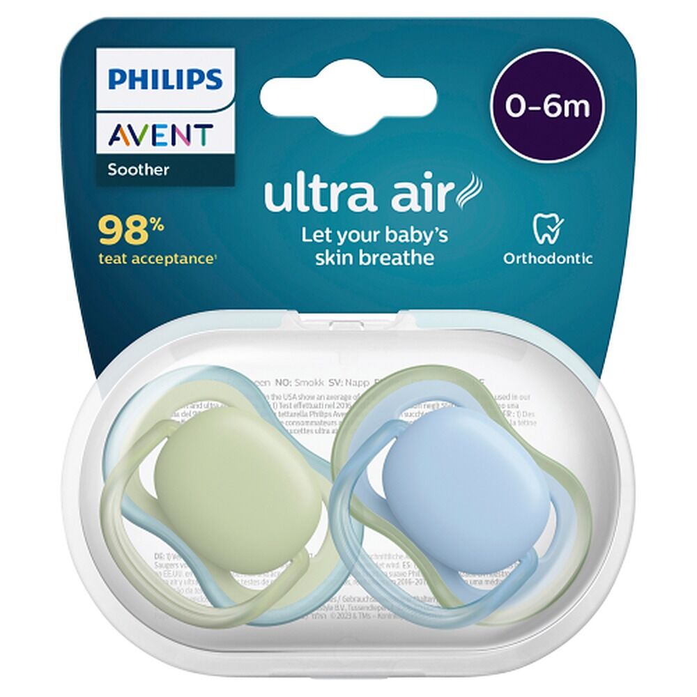 Philips Avent Ultra Air Soother Plain Mixed 0-6 Months 2 Pack