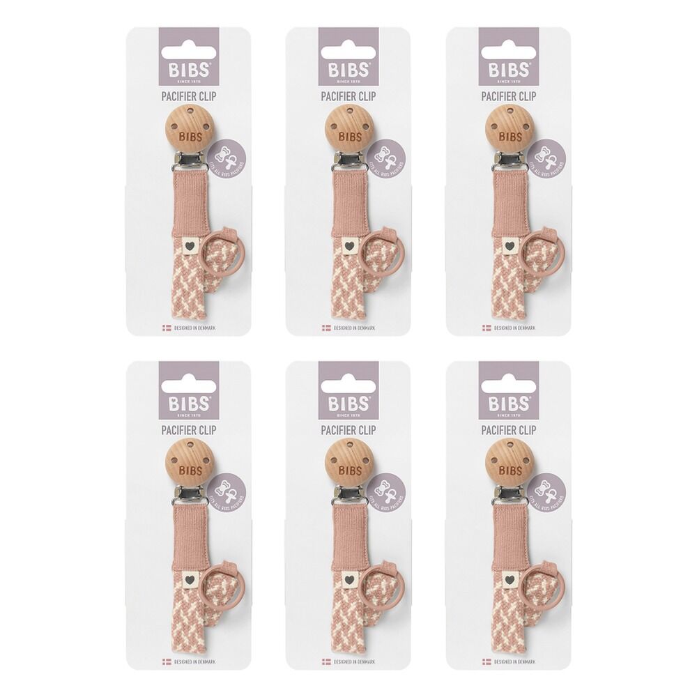 Bibs Paci Braid Blush Pack of 6