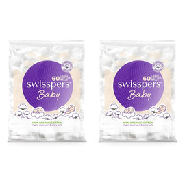 Swisspers Baby Organic Cotton Large Balls 60 Pack x 6 Bundle of 2