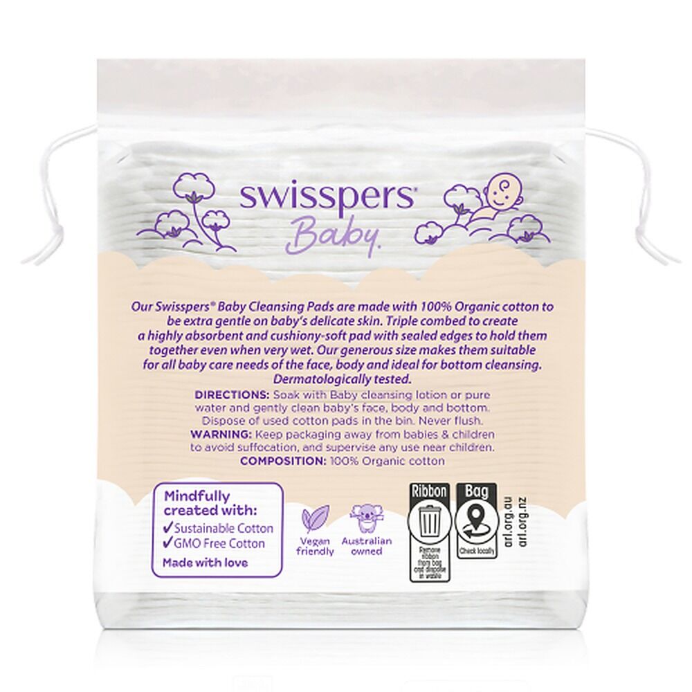 Swisspers Baby Organic Cotton Cleansing Pads 40 Pack x 4
