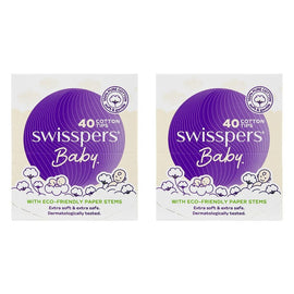 Swisspers Baby Cotton Tips Paper Stems 40 Pack x 12 Bundle of 2