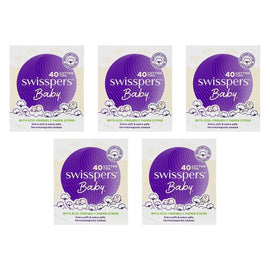 Swisspers Baby Cotton Tips Paper Stems 40 Pack x 12 Bundle of 5