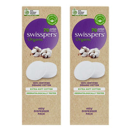 Swisspers Organic Cotton Pads Eco Dispenser 70 Pack x 6 Bundle of 2