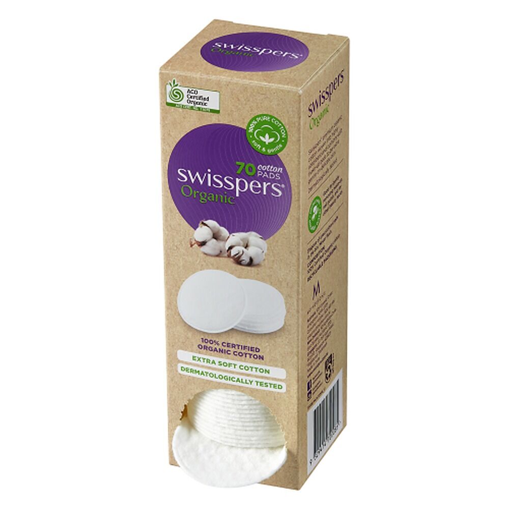 Swisspers Organic Cotton Pads Eco Dispenser 70 Pack x 6