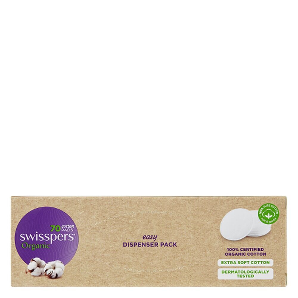 Swisspers Organic Cotton Pads Eco Dispenser 70 Pack x 6