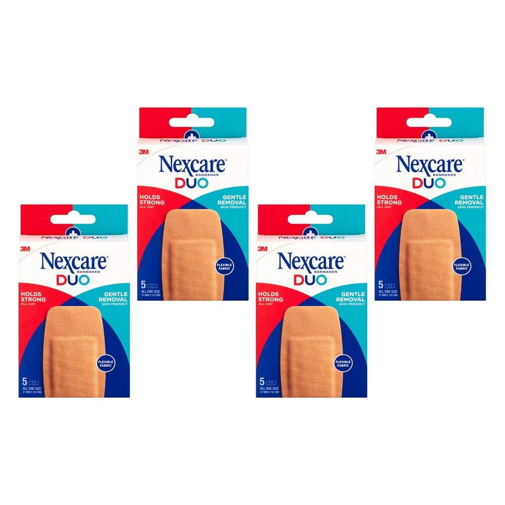 Nexcare Duo Bandages 51mm x 102mm 5 Pack Bundle of 4