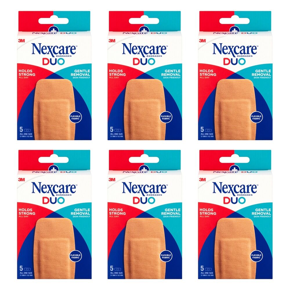 Nexcare Duo Bandages 51mm x 102mm 5 Pack Bundle of 6
