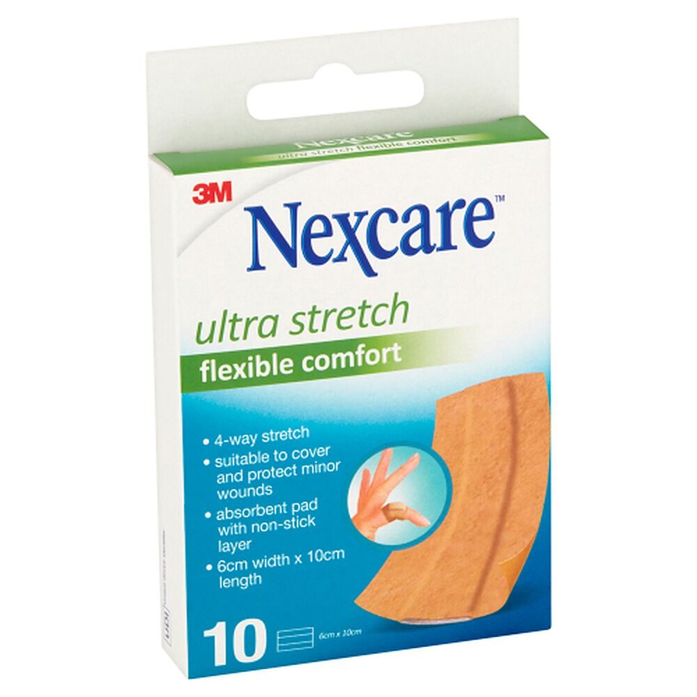 Nexcare Ultra Stretch Flexible Comfort Plaster 6cm x 10cm 10 Pack