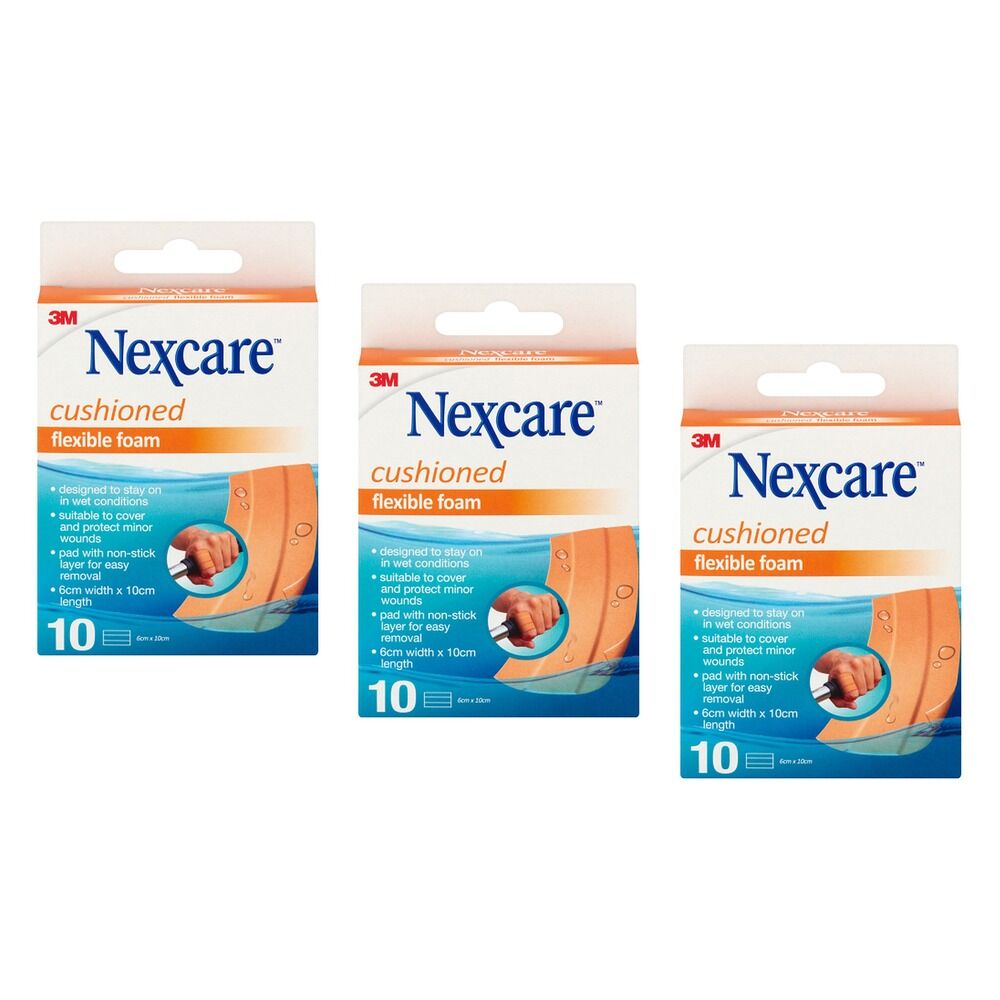 Nexcare Flexible Foam Dressing 6cm x 10cm 10 Pack Bundle of 3