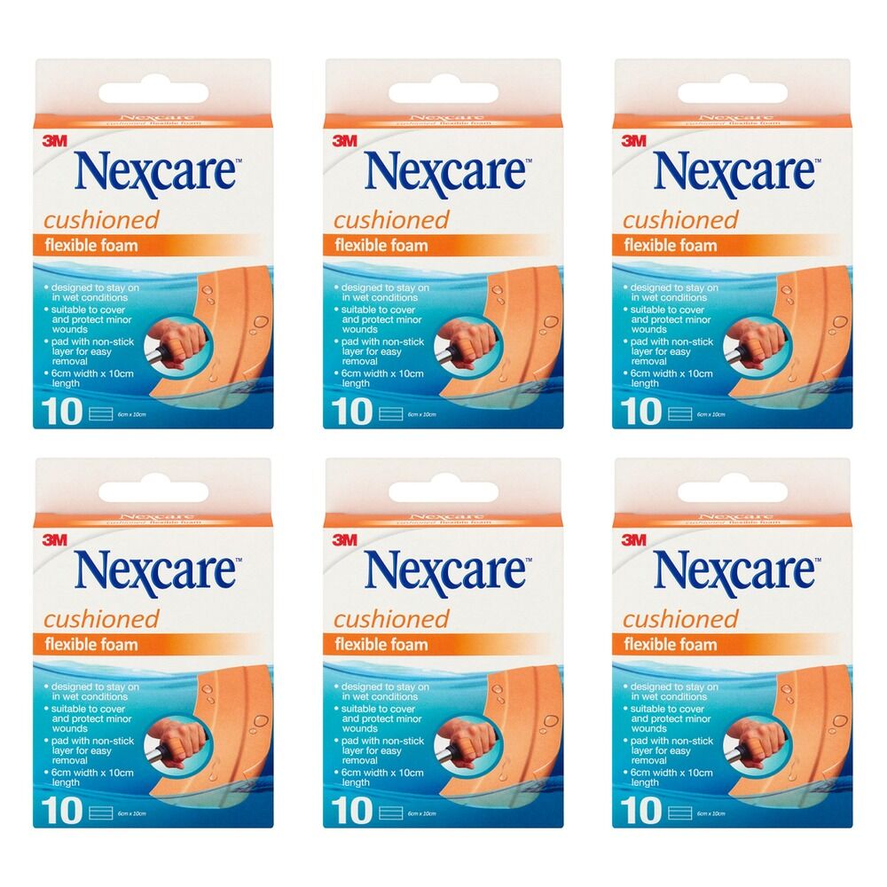 Nexcare Flexible Foam Dressing 6cm x 10cm 10 Pack Bundle of 6