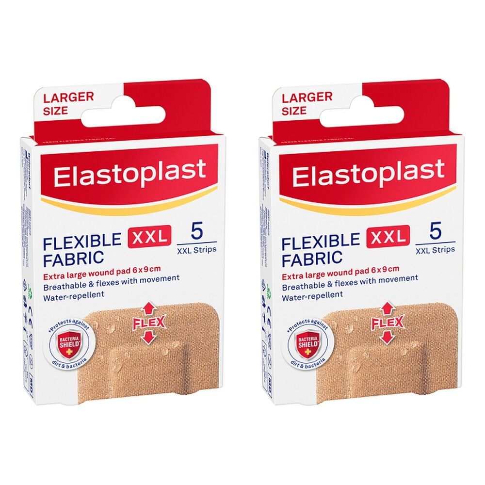 Elastoplast Flexible Fabric XXL Dressing 5 Pack Bundle of 2