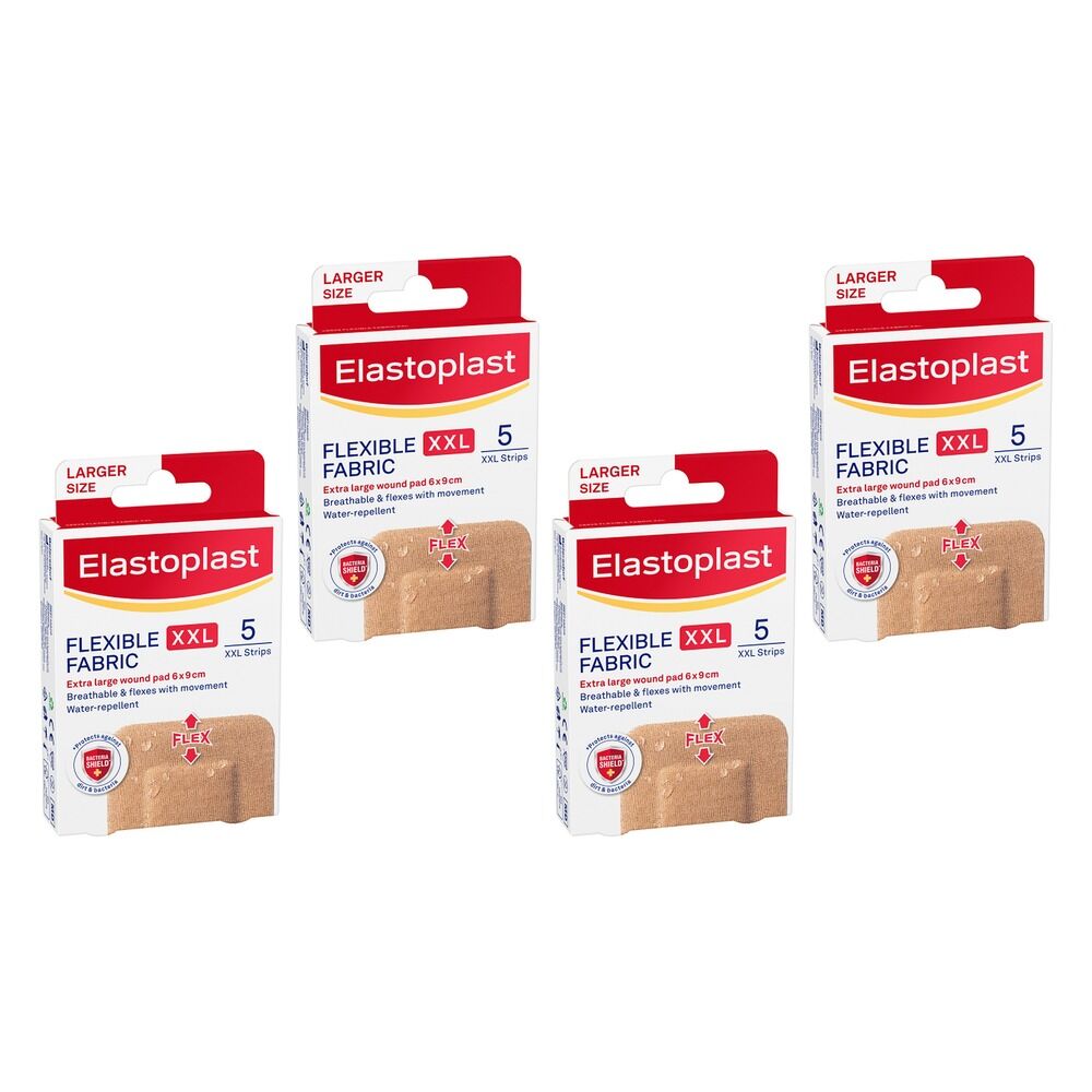 Elastoplast Flexible Fabric XXL Dressing 5 Pack Bundle of 4