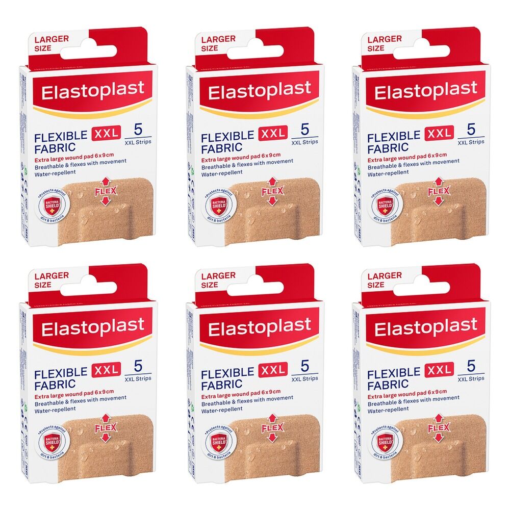 Elastoplast Flexible Fabric XXL Dressing 5 Pack Bundle of 6