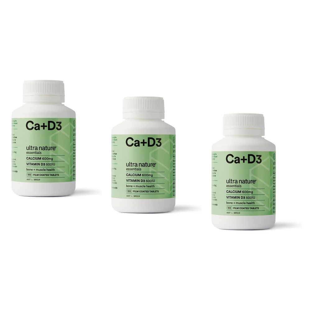 Ultra Nature Essentials Calcium + Vitamin D3 100 Tablets x 3 Bundle of 3