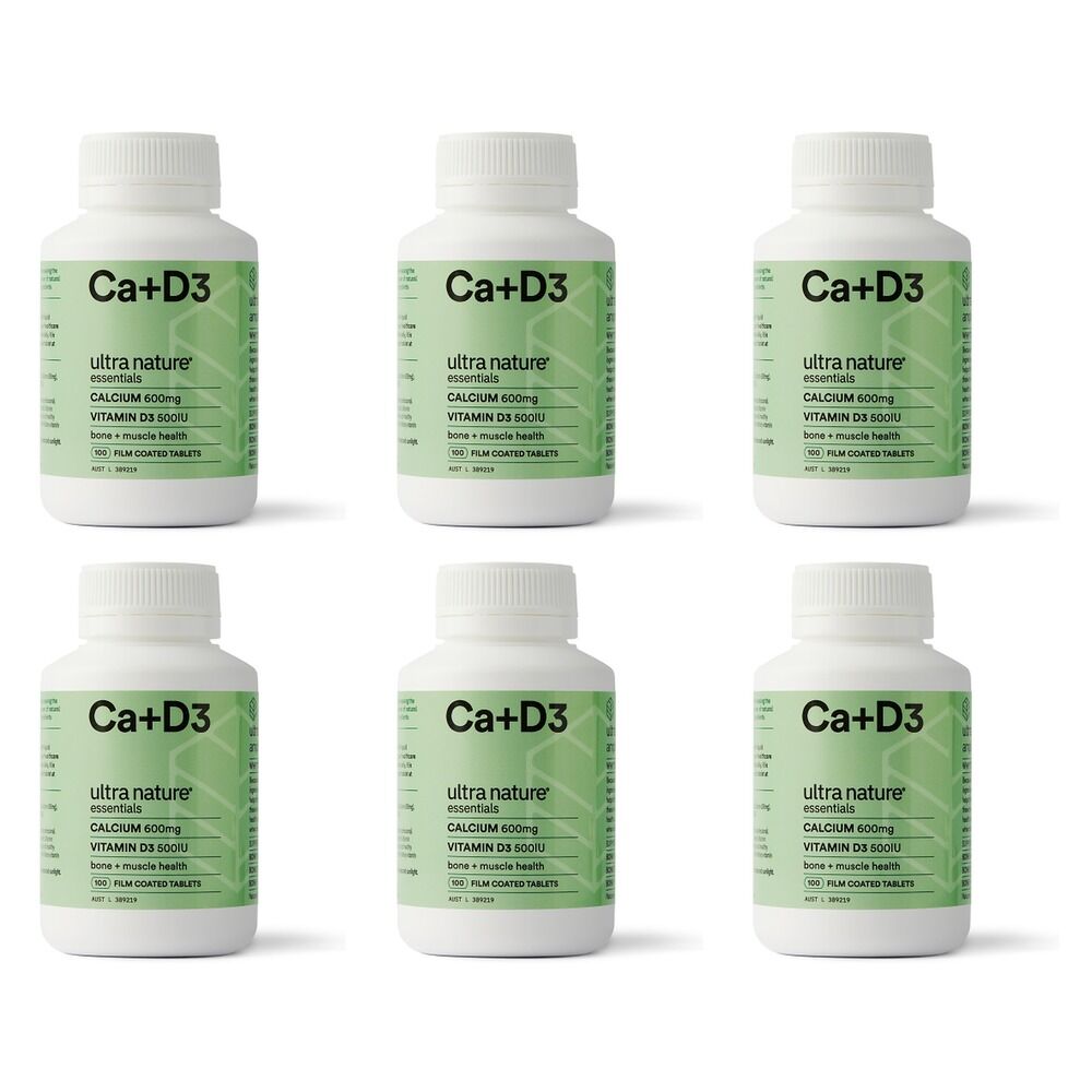 Ultra Nature Essentials Calcium + Vitamin D3 100 Tablets x 3 Bundle of 6