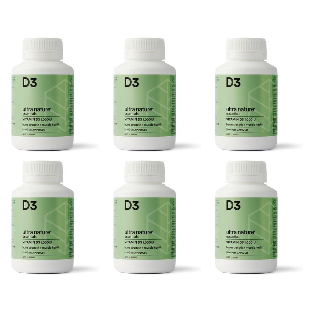Ultra Nature Essentials Vitamin D3 250 Capsules x 3 Bundle of 6