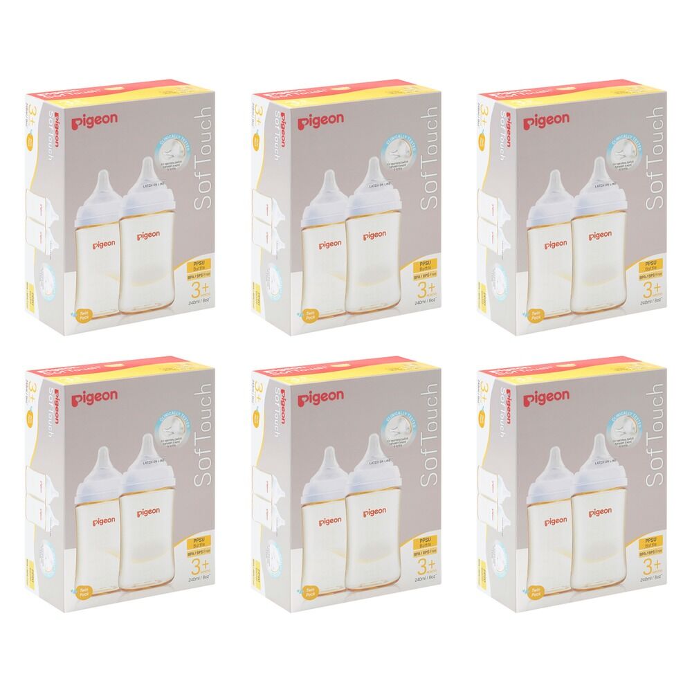 Pigeon SofTouch BPP Nursing Bottle PPSU Twin Pack 240mL Bundle of 6