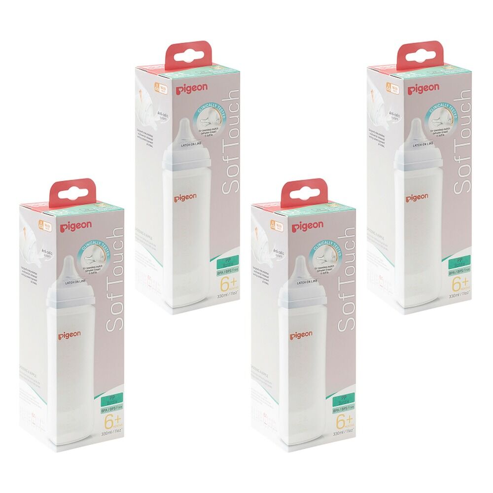 Pigeon SofTouch 3 PP Bottle L Teat 330mL Pack of 4