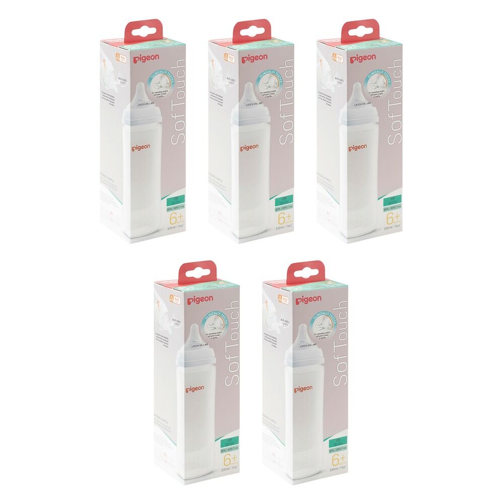 Pigeon SofTouch 3 PP Bottle L Teat 330mL Pack of 5