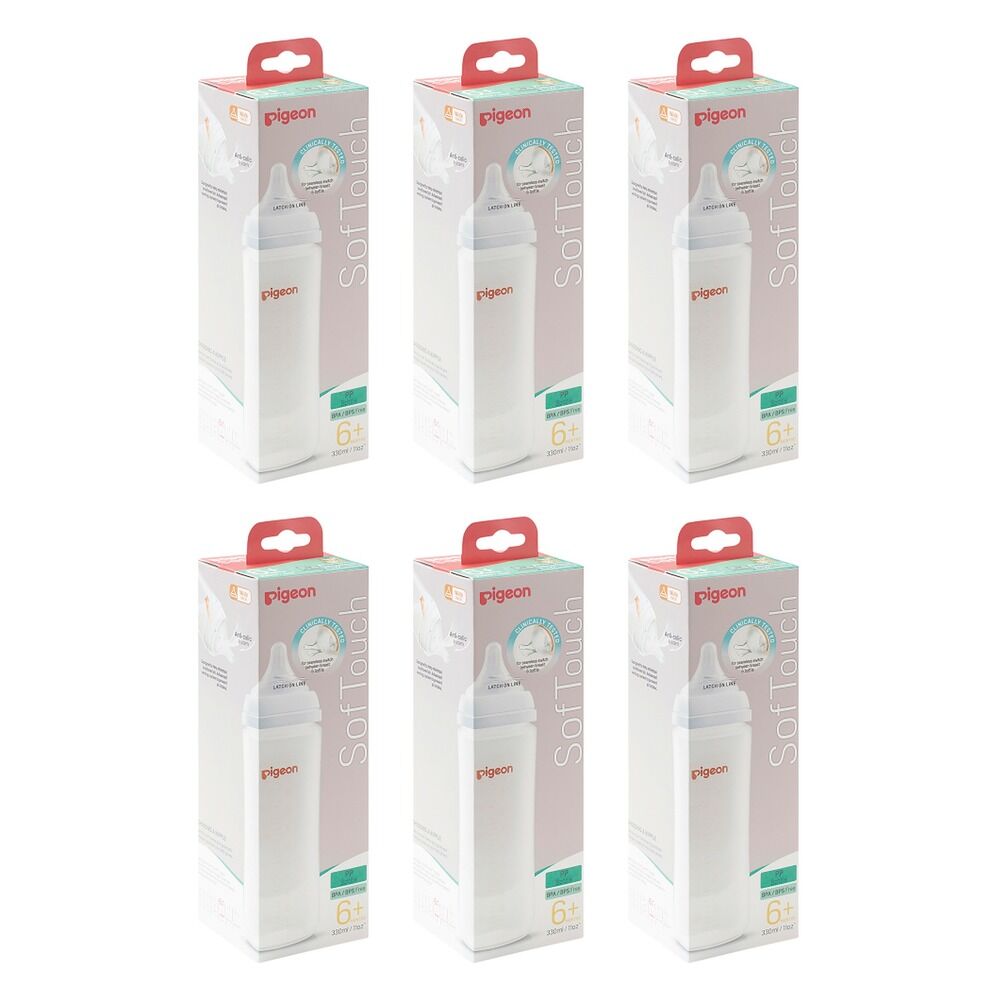 Pigeon SofTouch 3 PP Bottle L Teat 330mL Pack of 6