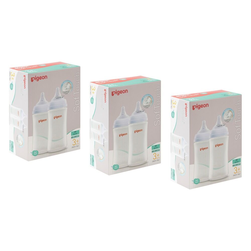 Pigeon SofTouch BPP Nursing Bottle PP Twin Pack 240mL Bundle of 3