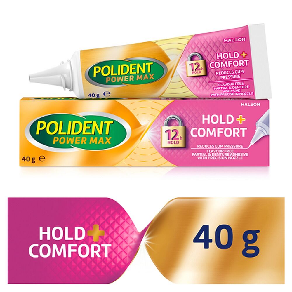 Polident Power Max Hold + Comfort Denture Adhesive 40g