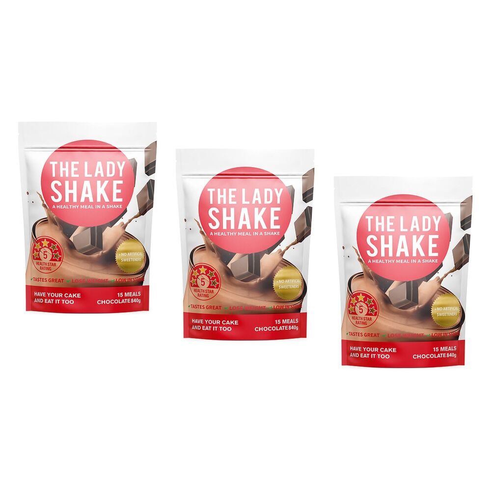 The Lady Shake Chocolate Meal Replacement 840g Pack of 3
