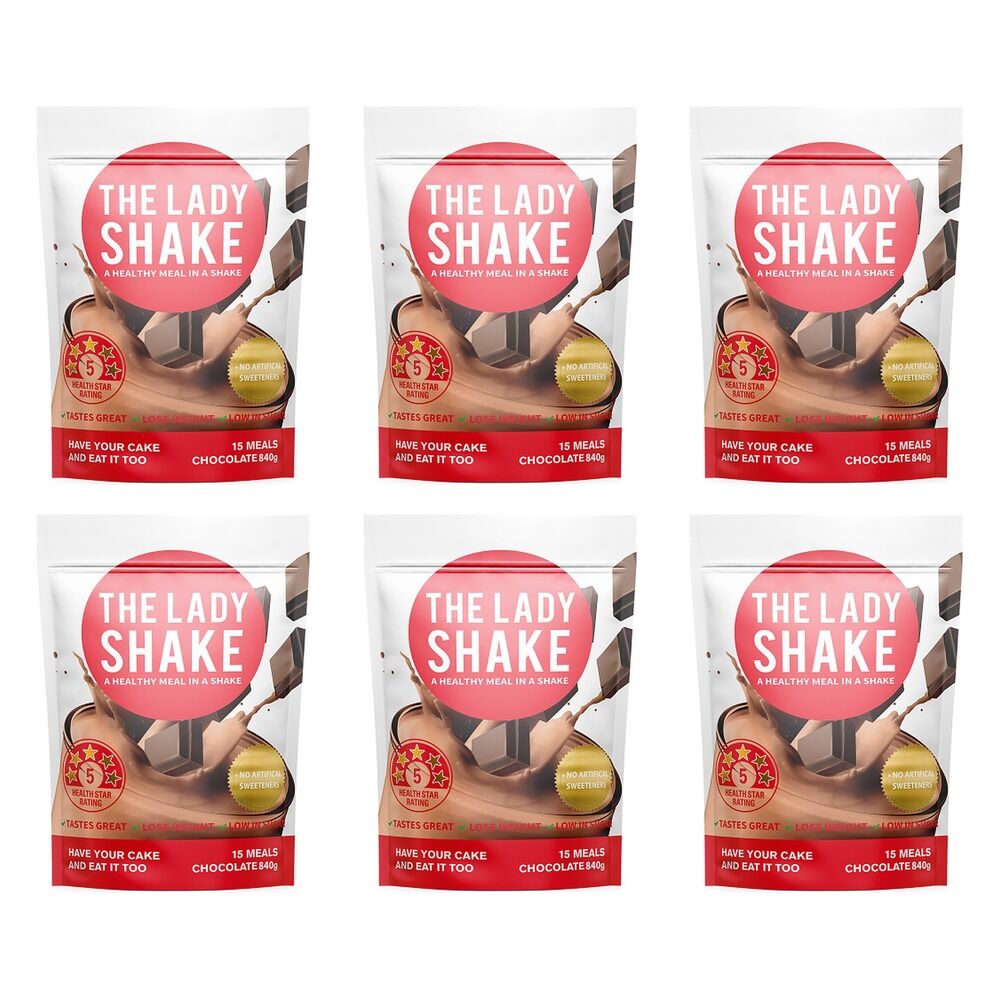 The Lady Shake Chocolate Meal Replacement 840g Pack of 6