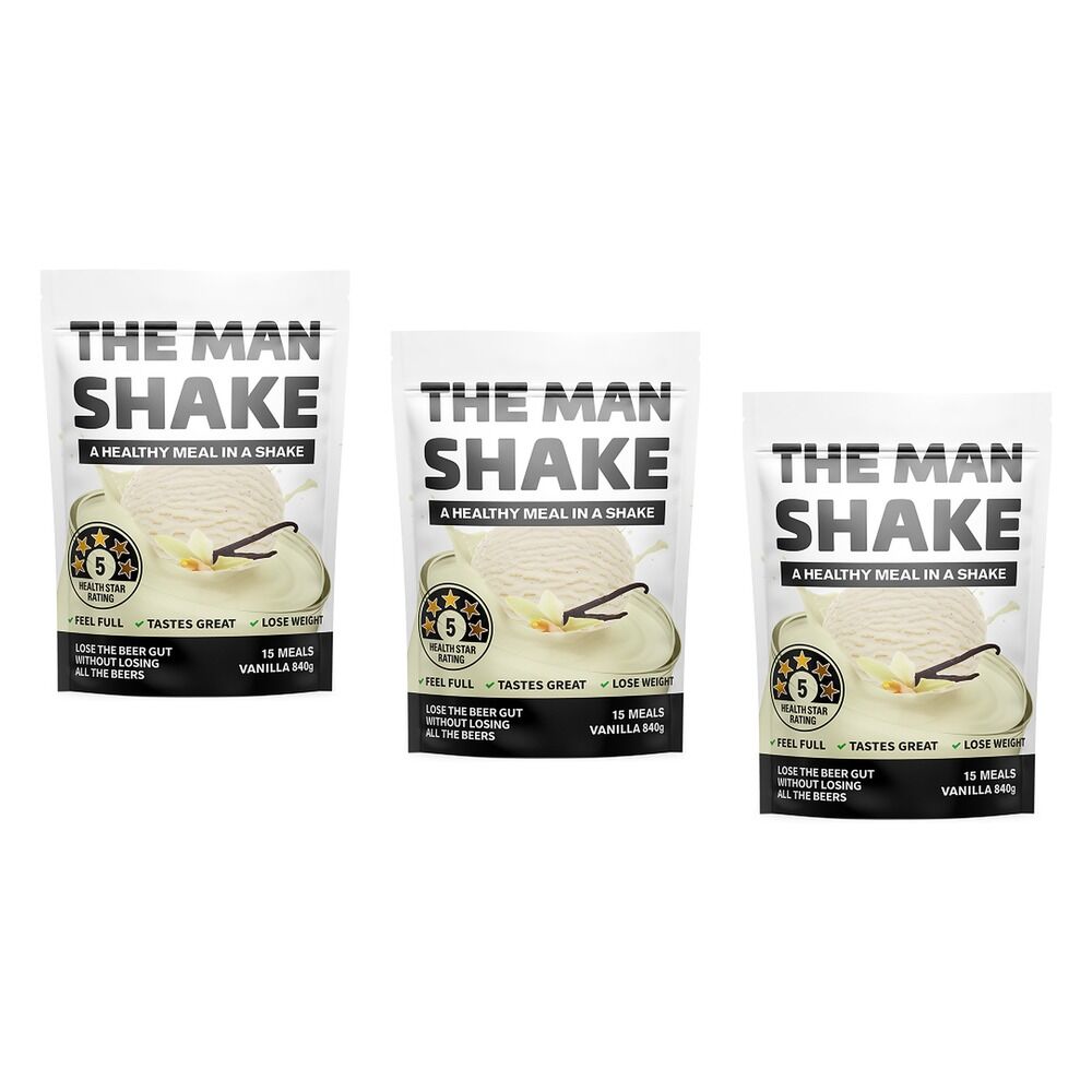 The Man Shake Vanilla Meal Replacement Shake 840g Pack of 3