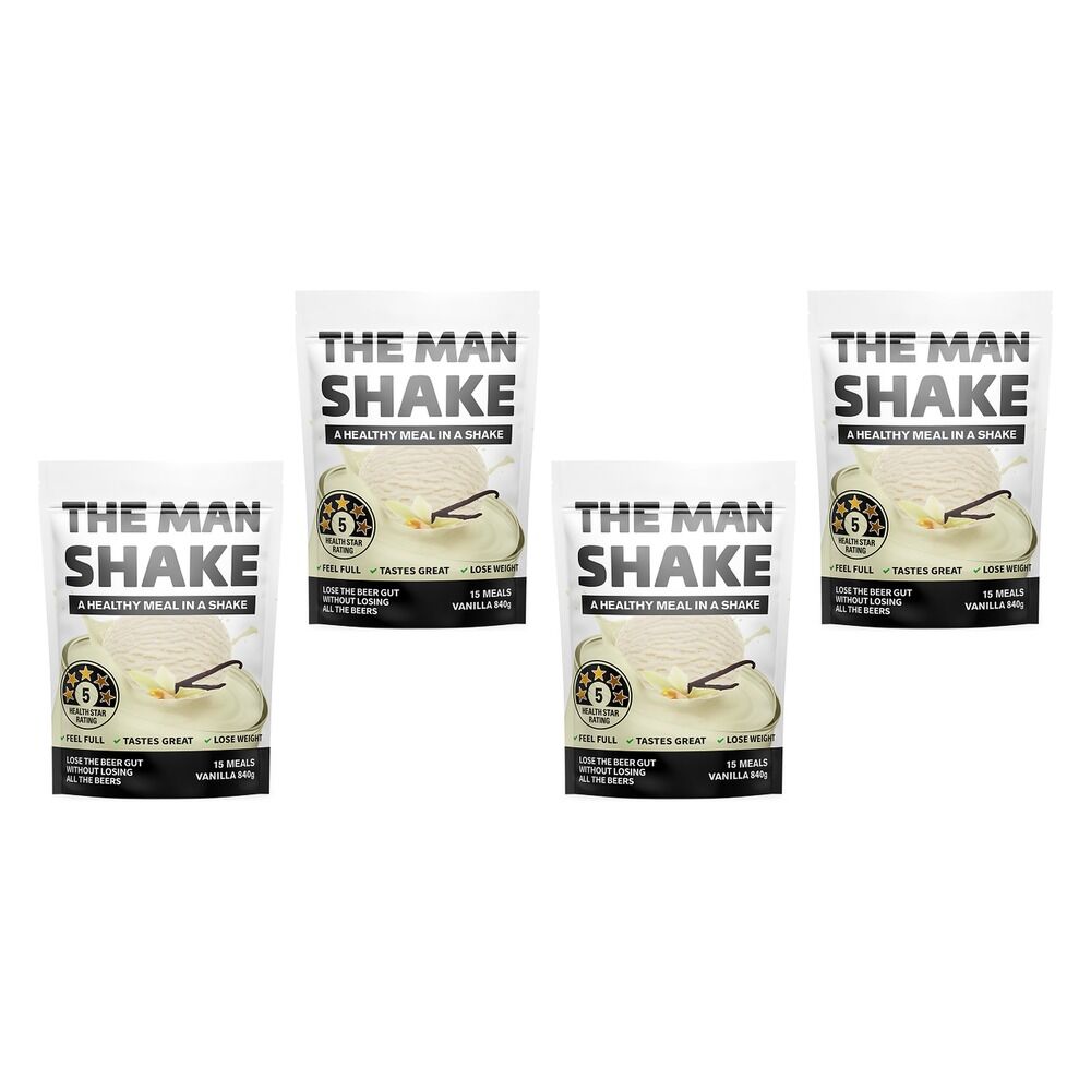 The Man Shake Vanilla Meal Replacement Shake 840g Pack of 4
