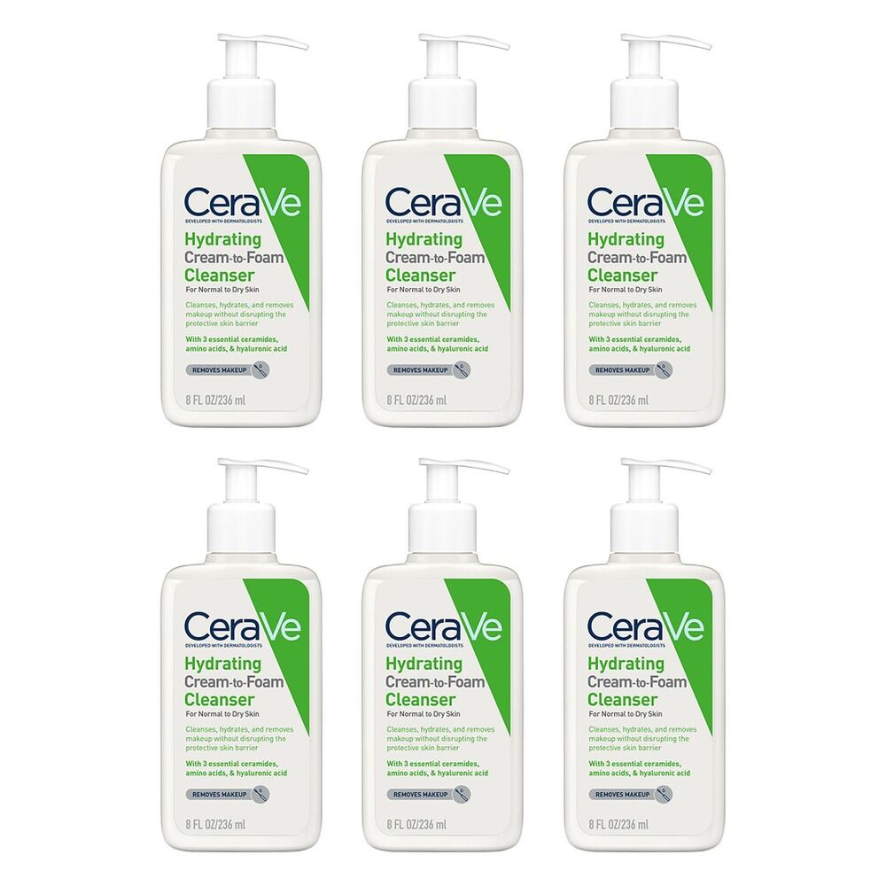 CeraVe Hydrating Cream-to-Foam Cleanser 236mL Pack of 6