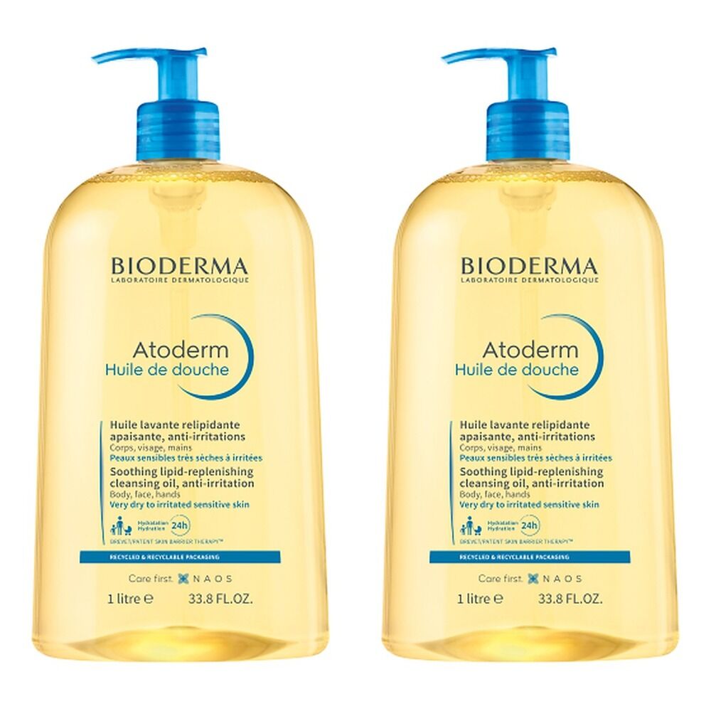 Bioderma Atoderm Ultra-Nourishing Shower Oil Cleanser 1L Pack of 2