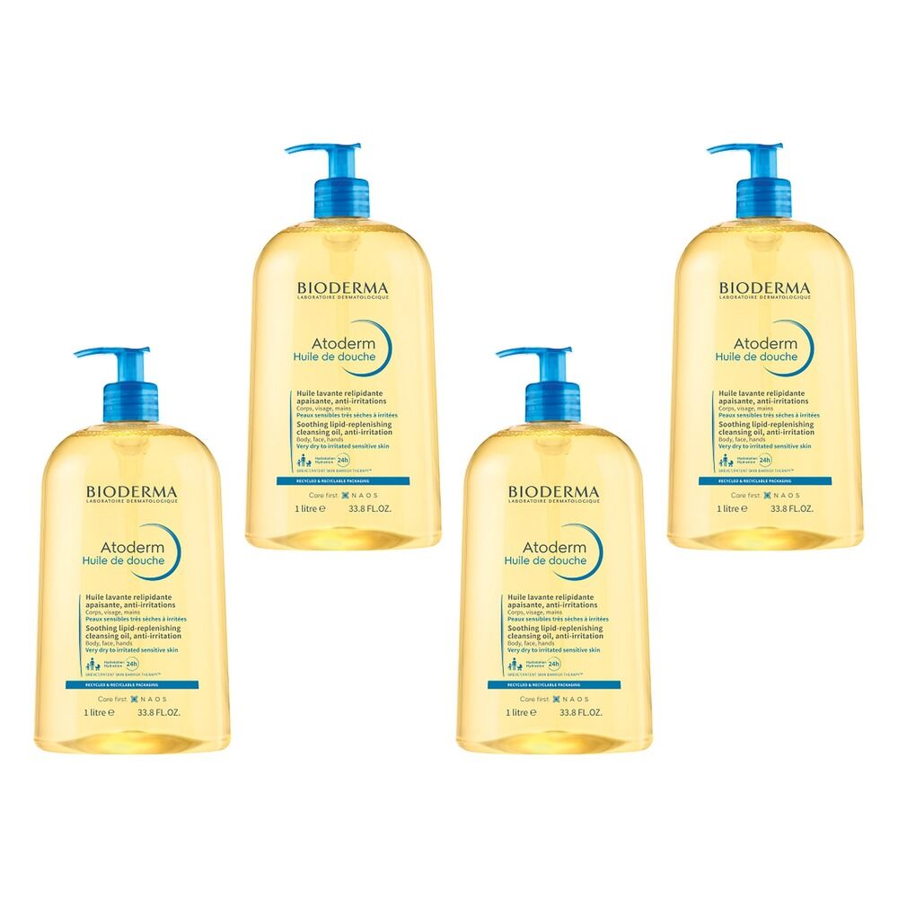 Bioderma Atoderm Ultra-Nourishing Shower Oil Cleanser 1L Pack of 4