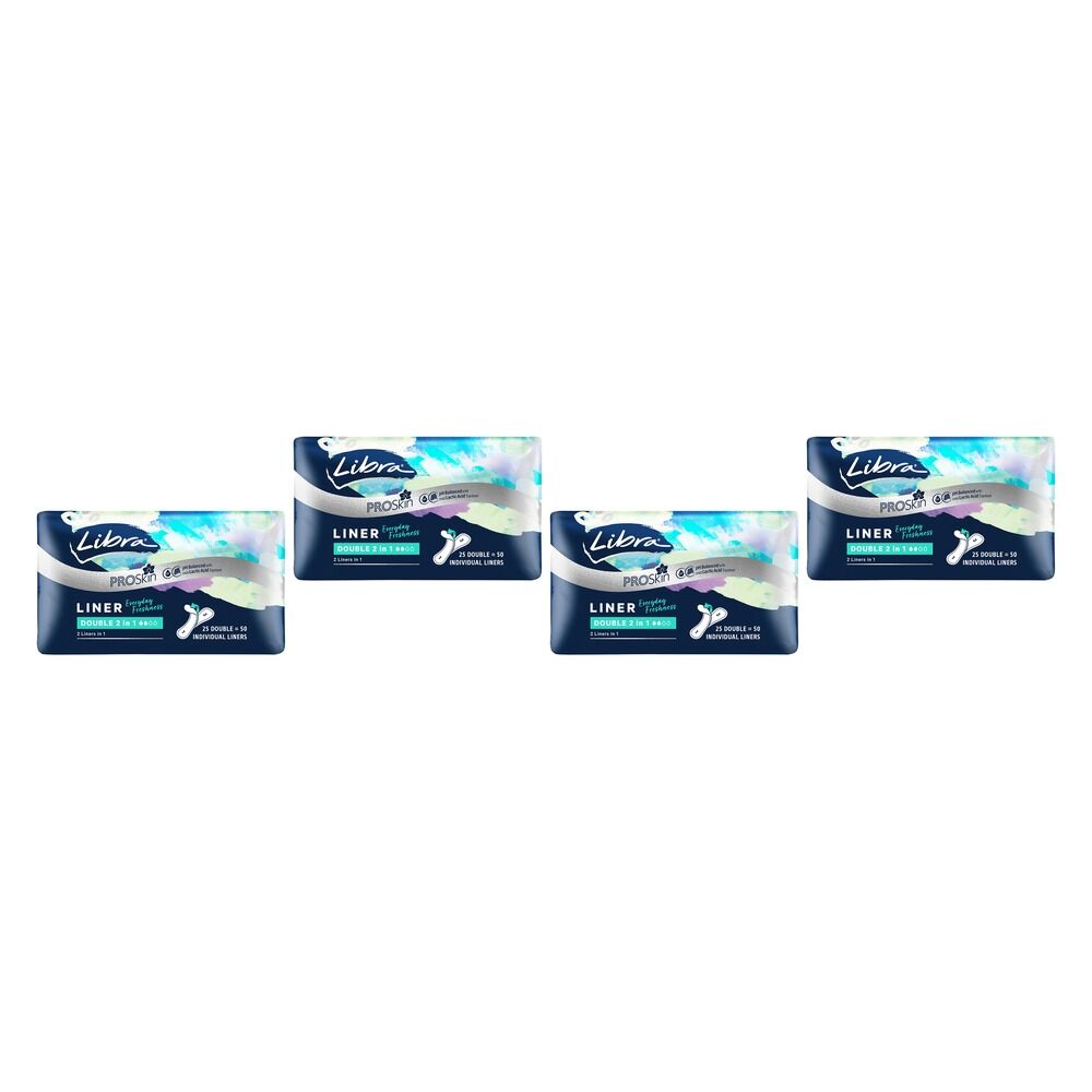 Libra Double 2 in 1 Liners with ProSkin 25 Pack x 6 Bundle of 4