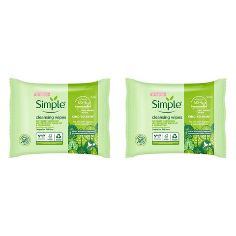 Simple Biodegradable Facial Wipes 25 Wipes x 6 Bundle of 2