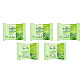 Simple Biodegradable Facial Wipes 25 Wipes x 6 Bundle of 5