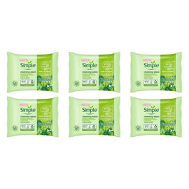 Simple Biodegradable Facial Wipes 25 Wipes x 6 Bundle of 6