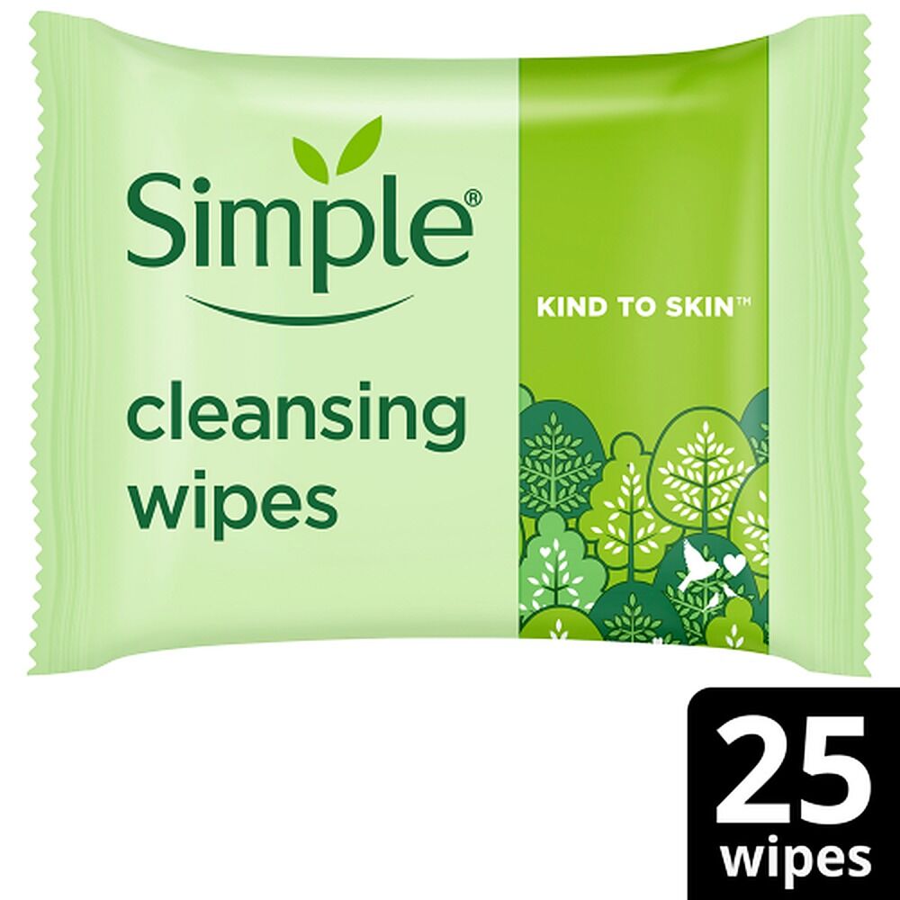 Simple Biodegradable Facial Wipes 25 Wipes x 6