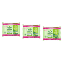 Simple Biodegradable Facial Wipes 2 x 25 Wipes Pack of 3