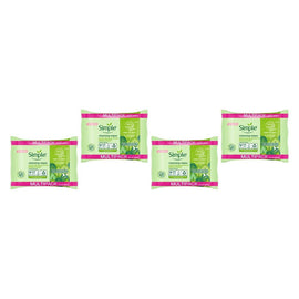 Simple Biodegradable Facial Wipes 2 x 25 Wipes Pack of 4