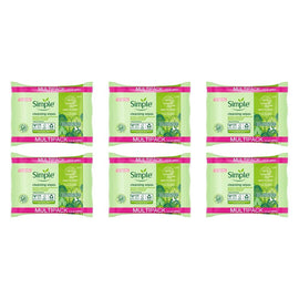 Simple Biodegradable Facial Wipes 2 x 25 Wipes Pack of 6