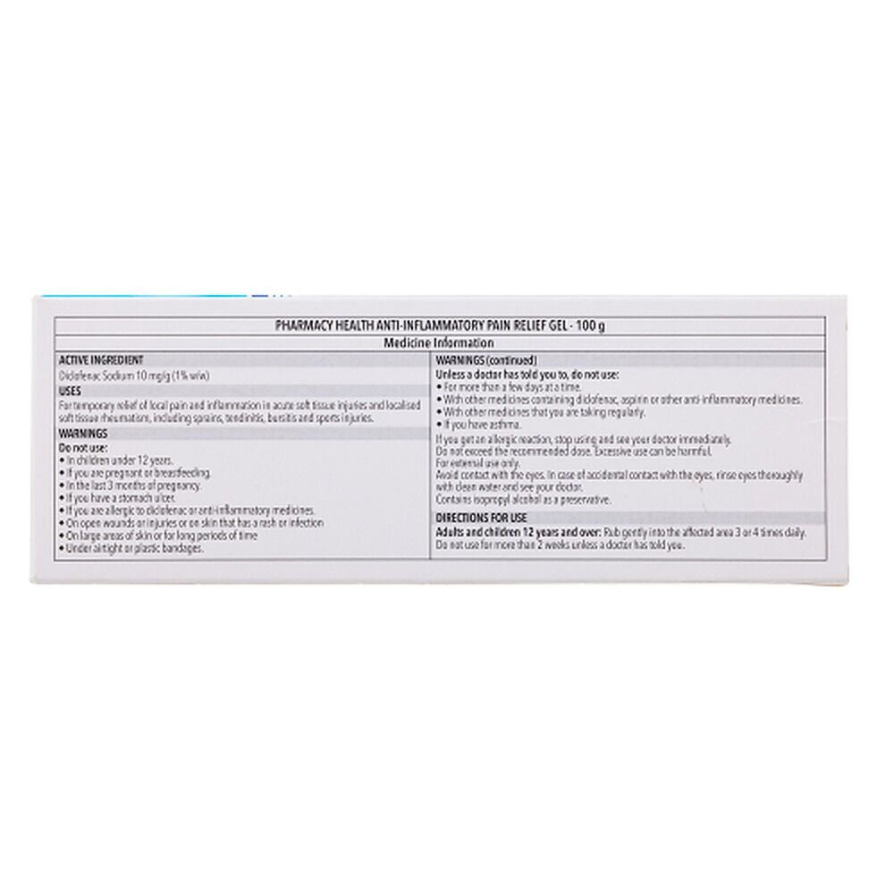 Pharmacy Health Anti-Inflammatory Pain Relief Gel 100g