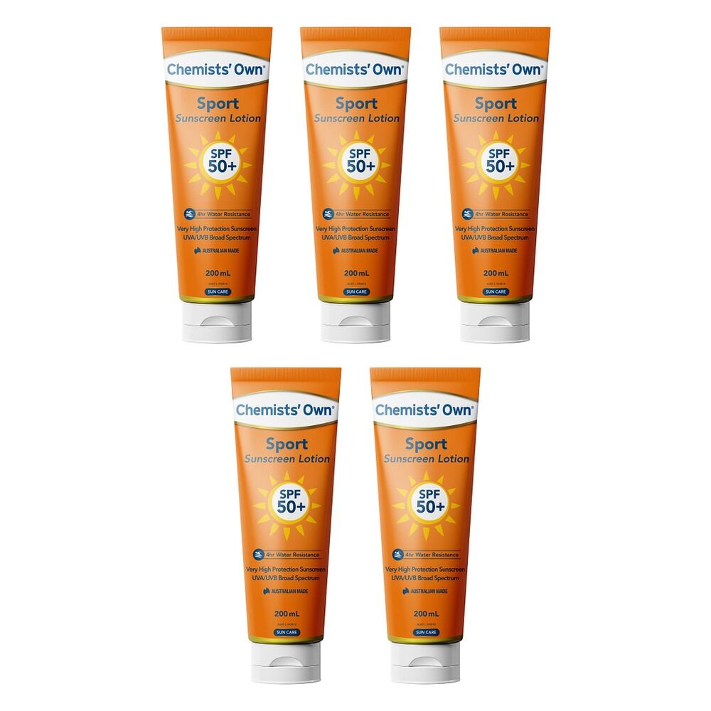 Chemists' Own Sunscreen Lotion Sport SPF 50+ 200mL Pack of 5