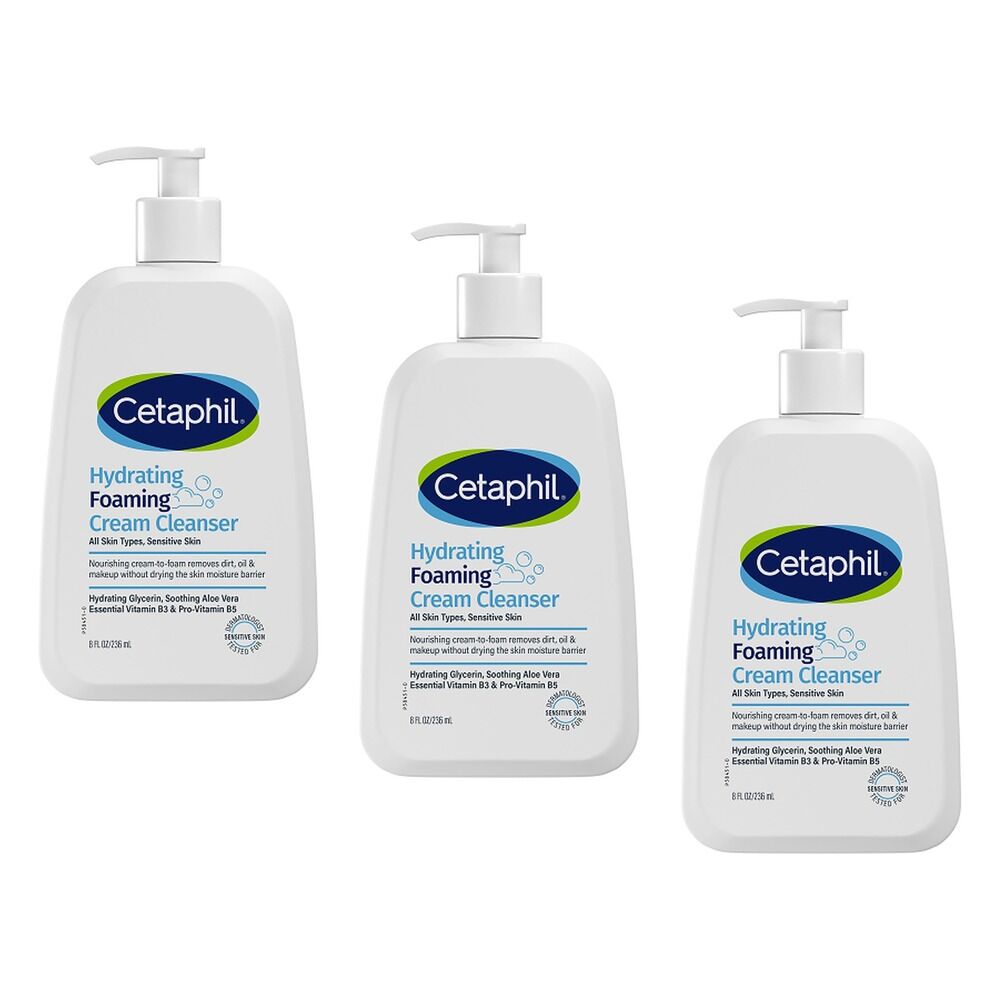 Cetaphil Hydrating Foaming Cream Cleanser 236mL Pack of 3